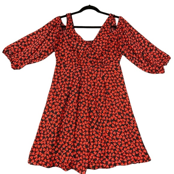 Disney Alice in Wonderland Open Shoulder Fun Girlie Sweetheart Heart Dress Sz M - Picture 1 of 15